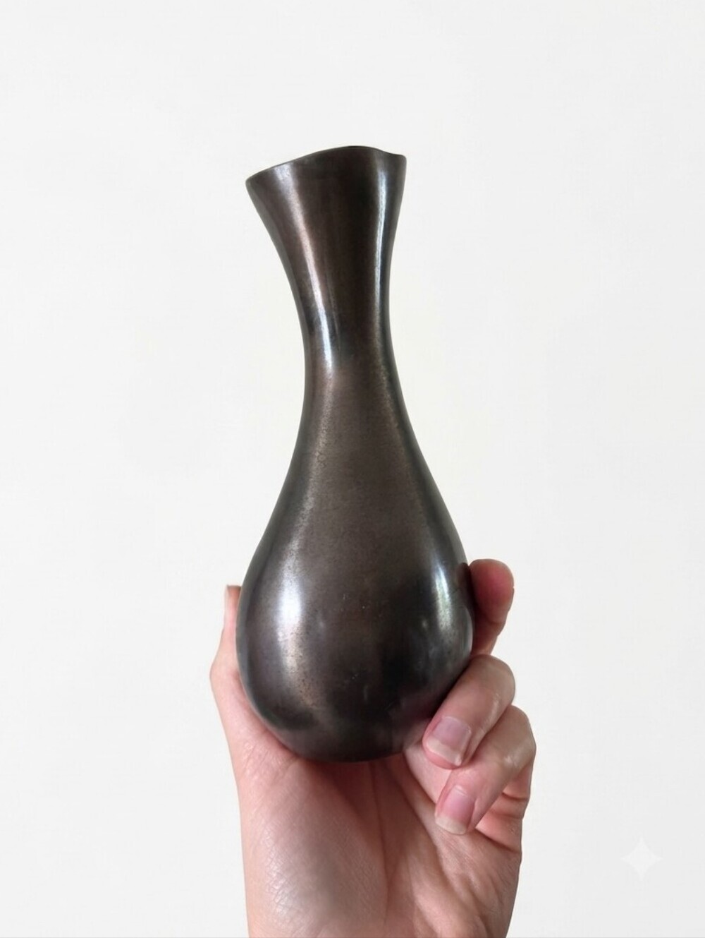 Heavy Metal Bud Vase 6.5" Dark Patina Minimalist Small Tabletop Decor